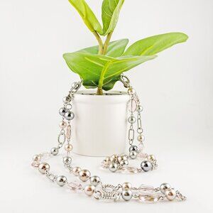 Premier Designs Vintage Newport Silver-tone 48" Pearl and Beaded Strand Necklace